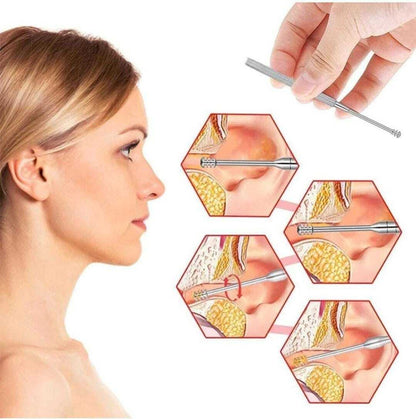 6 Pcs Earwax Removal Kit Stainless Steel Ear Cleaning Tool Set, Reusable Ear Pick