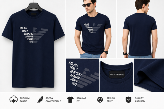 Men's V Printed Trending T-Shirts (Blue, S,M,L,XL)
