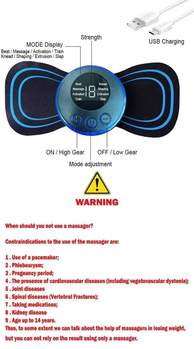 Mini Electric Massager – 8 Modes &amp; 19 Strength Levels