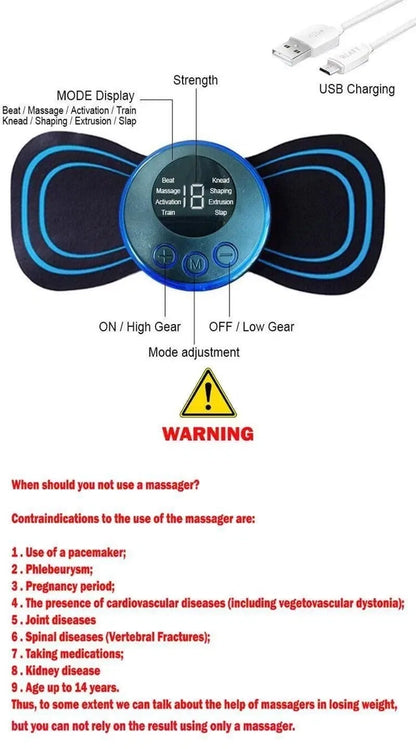 Mini Electric Massager – 8 Modes &amp; 19 Strength Levels