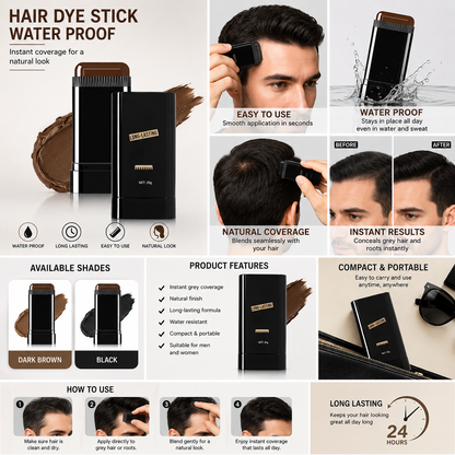 2 in 1 Instant Hair Color Stick,waterproof and sweat proof hair dye stick-pack of 1